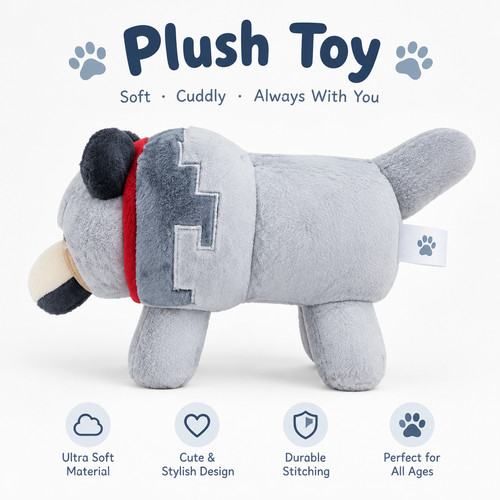Game minecraft grey plush - minecraft,