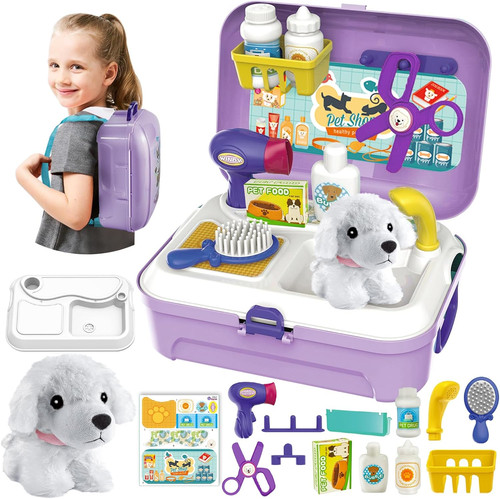 Kids vet kit dog - grooming, toy